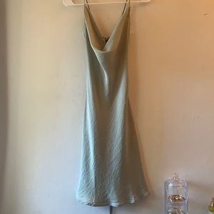 Naked wardrobe sage, silk like, flowy, side slit